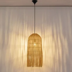 Lampadario Camera Da Letto-Selezionato da Mazzolaluce Lampadario di rattan sottile giallo per camera da letto