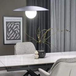 Lampadari Cucina-Selezionato da Mazzolaluce Lampadario disco nero in metallo 65 cm per cucina moderna sfera di vetro