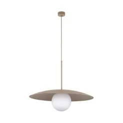Lampadari Cucina-Selezionato da Mazzolaluce Lampadario disco sabbia 65 cm sfera di vetro per cucina moderna