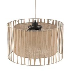 Lampadario Camera Da Letto-Selezionato da Mazzolaluce Lampadario di tessuto 50 cm sabbia cilindro intreccio per camera da letto