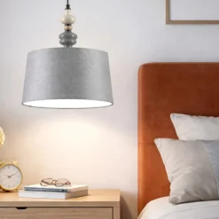Lampadario Camera Da Letto-Selezionato da Mazzolaluce Lampadario di tessuto per camera da letto ceramica grigio marrone