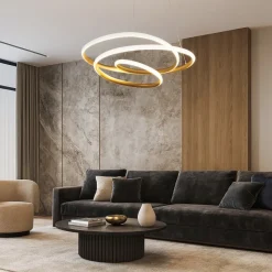 Lampadari Moderni-Gea Luce Lampadario diva s-s oro 80w 3000k per soggiorno moderno