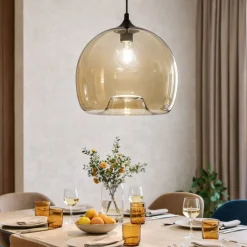 Lampadari Moderni-Fabas Luce Lampadario di vetro soffiato ambra trasparente maia