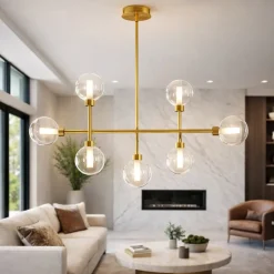 Lampadari Moderni-Miloox Lampadario dom ottone oro moderno per soggiorno fp