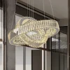 Lampadari Moderni-Selezionato da Mazzolaluce Lampadario doppio anello di cristalli trasparenti per soggiorno