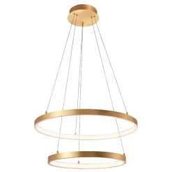 Lampadari Moderni-Selezionato da Mazzolaluce Lampadario doppio anello foglia oro led 3000k dimmerabile moderno