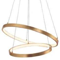 Lampadari Moderni-Selezionato da Mazzolaluce Lampadario doppio anello foglia oro led 3000k dimmerabile moderno