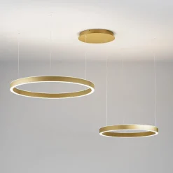 Lampadari Moderni-Gea Luce Lampadario doppio anello oro spazzolato led 60w 3000 lm 3000k