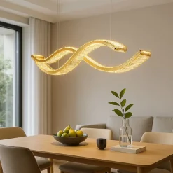 Lampadari Moderni-Selezionato da Mazzolaluce Lampadario dorato con cristalli led 95w 3500k per soggiorno