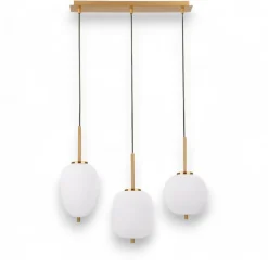 Lampadari Moderni-Selezionato da Mazzolaluce Lampadario dorato con sfere di vetro bianco per sala