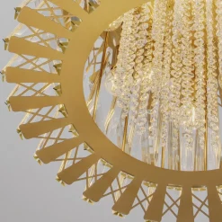 Lampadari Moderni-Selezionato da Mazzolaluce Lampadario dorato di cristalli trasparenti per salone