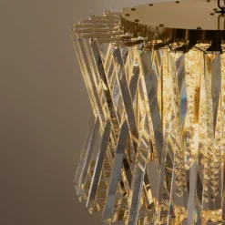 Lampadari Moderni-Selezionato da Mazzolaluce Lampadario dorato di cristalli trasparenti per salone
