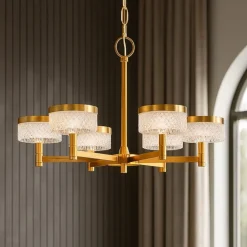 Lampadari Moderni-Selezionato da Mazzolaluce Lampadario dorato per soggiorno led 38w 3000k