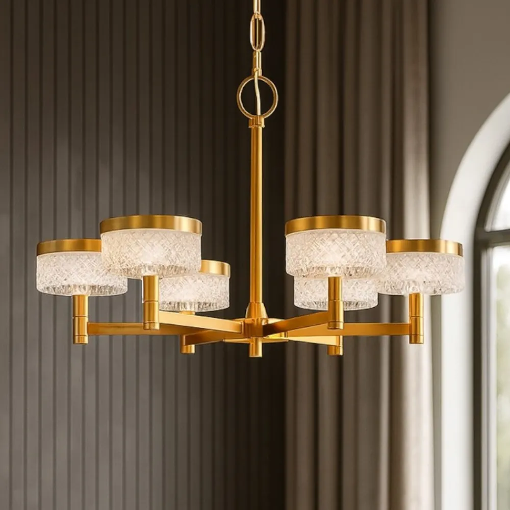 Lampadari Moderni-Selezionato da Mazzolaluce Lampadario dorato per soggiorno led 38w 3000k