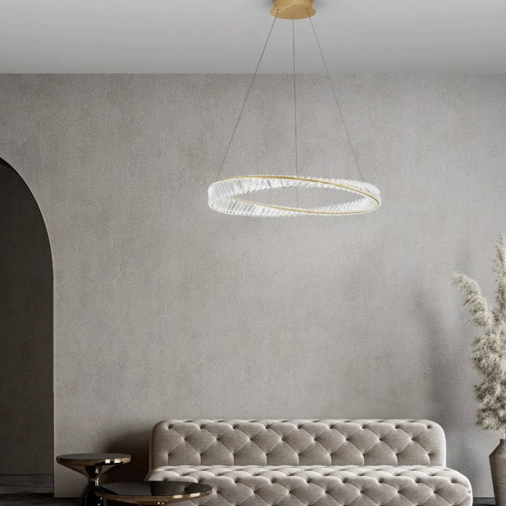 Lampadari Moderni-Selezionato da Mazzolaluce Lampadario elegante cerchio di cristallo per soggiorno