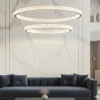 Lampadari Moderni-Selezionato da Mazzolaluce Lampadario elegante nero doppio anello led 54w 3000k cristalli