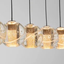 Lampadari Moderni-Selezionato da Mazzolaluce Lampadario elegante oro per tavolo da soggiorno sfere vetro