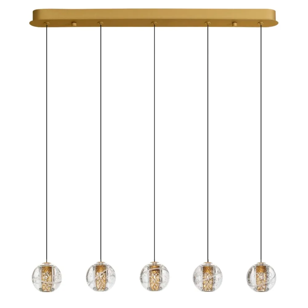 Lampadari Moderni-Selezionato da Mazzolaluce Lampadario elegante oro per tavolo da soggiorno sfere vetro
