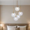 Lampadari Moderni-Selezionato da Mazzolaluce Lampadario elegante pendenti a grappolo oro vetri trasparenti