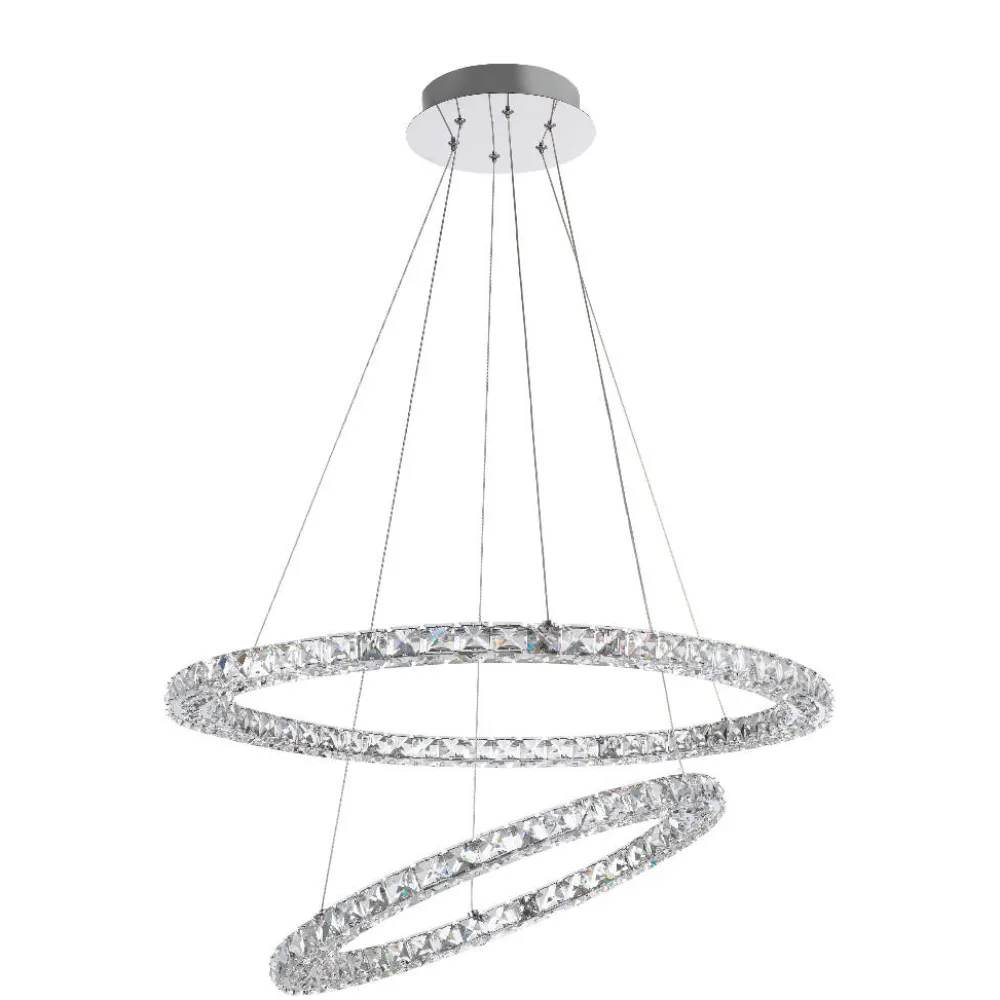 Lampadari Moderni-Selezionato da Mazzolaluce Lampadario elegante per salone doppio anello led 60w 3500k cromato