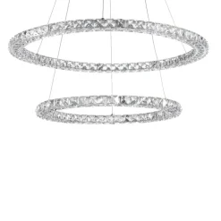 Lampadari Moderni-Selezionato da Mazzolaluce Lampadario elegante per salone doppio anello led 60w 3500k cromato