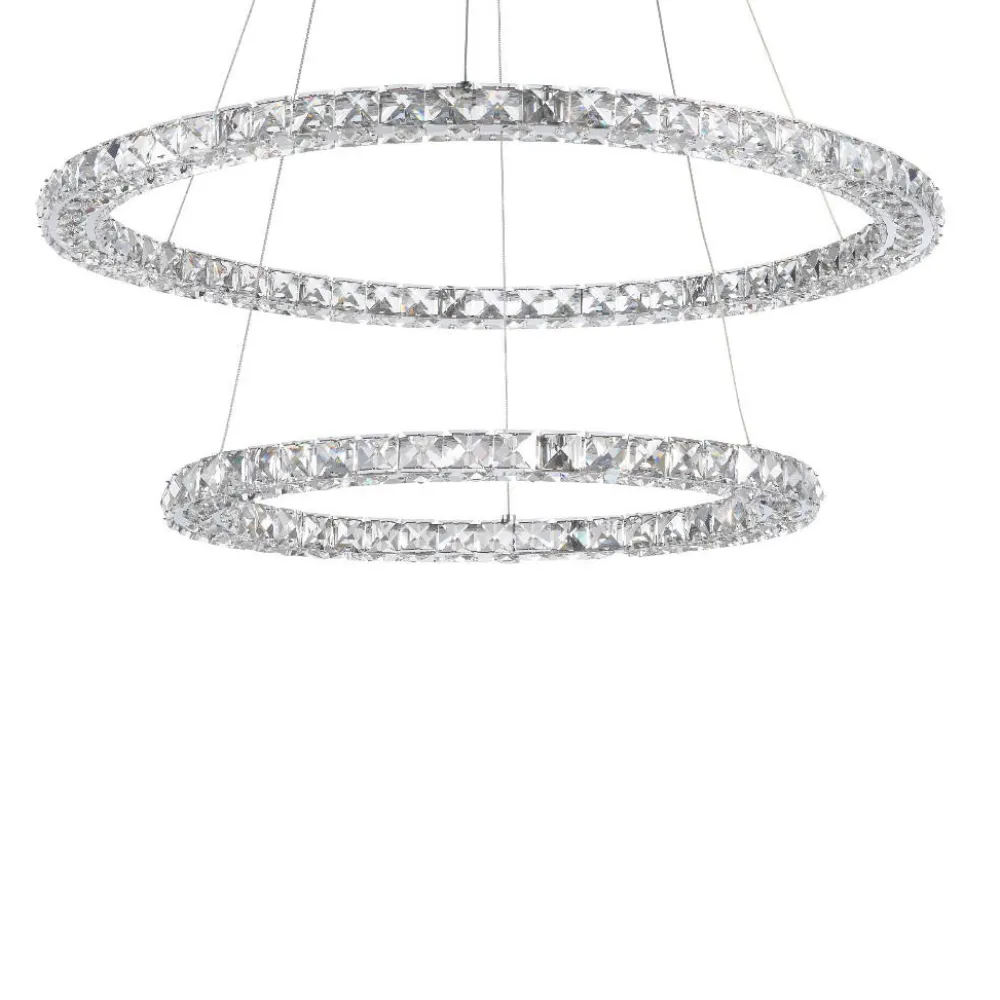 Lampadari Moderni-Selezionato da Mazzolaluce Lampadario elegante per salone doppio anello led 60w 3500k cromato