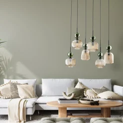 Lampadari Moderni-Selezionato da Mazzolaluce lampadario elegante per soggiorno sfere in vetro verde