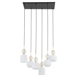 Lampadari Moderni-Selezionato da Mazzolaluce lampadario elegante per soggiorno salotto pendenti in vetro ambra bianco