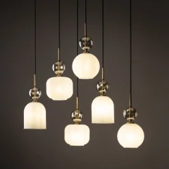 Lampadari Moderni-Selezionato da Mazzolaluce lampadario elegante per soggiorno salotto pendenti in vetro ambra bianco