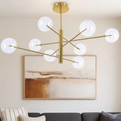 Lampadari Moderni-Ideal Lux Lampadario equinoxe sp8 ottone per soggiorno