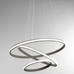 Lampadari Moderni-Gea Luce Lampadario iole s3 titanio 3 cerchi led moderno