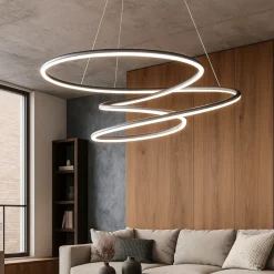 Lampadari Moderni-Perenz Illuminazione Lampadario grigio metalizzato per soggiorno moderno spira perenz