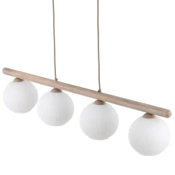 Lampadari Cucina-Selezionato da Mazzolaluce Lampadario in legno e vetro per tavolo da cucina