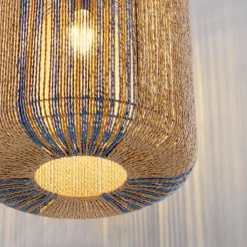 Lampadari Cucina-Selezionato da Mazzolaluce Lampadario in rattan corda naturale blu per cucina