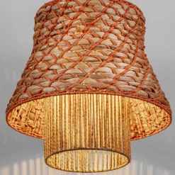 Lampadari Moderni-Selezionato da Mazzolaluce Lampadario in rattan corda naturale arancione cavo nero