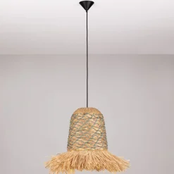 Lampadario Camera Da Letto-Selezionato da Mazzolaluce Lampadario in rattan giacinto d'acqua rafia corda verde salvia per camera da letto