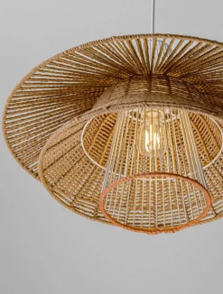 Lampadari Moderni-Selezionato da Mazzolaluce Lampadario in rattan naturale e corda arancione