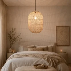 Lampadario Camera Da Letto-Selezionato da Mazzolaluce Lampadario in rattan naturale 30 cm per camera da letto etnica