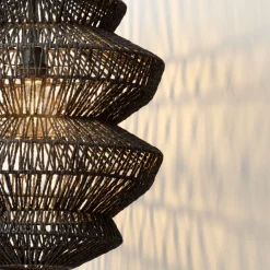 Lampadari Moderni-Selezionato da Mazzolaluce Lampadario in rattan nero a sospensione 40 cm