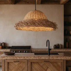 Lampadari Cucina-Selezionato da Mazzolaluce Lampadario in rattan per cucina cupola alga marina