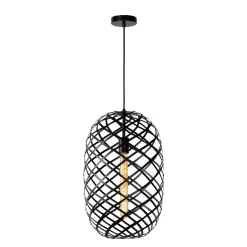 Lampadari Moderni-Selezionato da Mazzolaluce Lampadario intreccio di metallo nero a sospensione