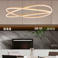 Lampadari Moderni-Selezionato da Mazzolaluce Lampadario intreccio oro design led dimmerabile con telecomando