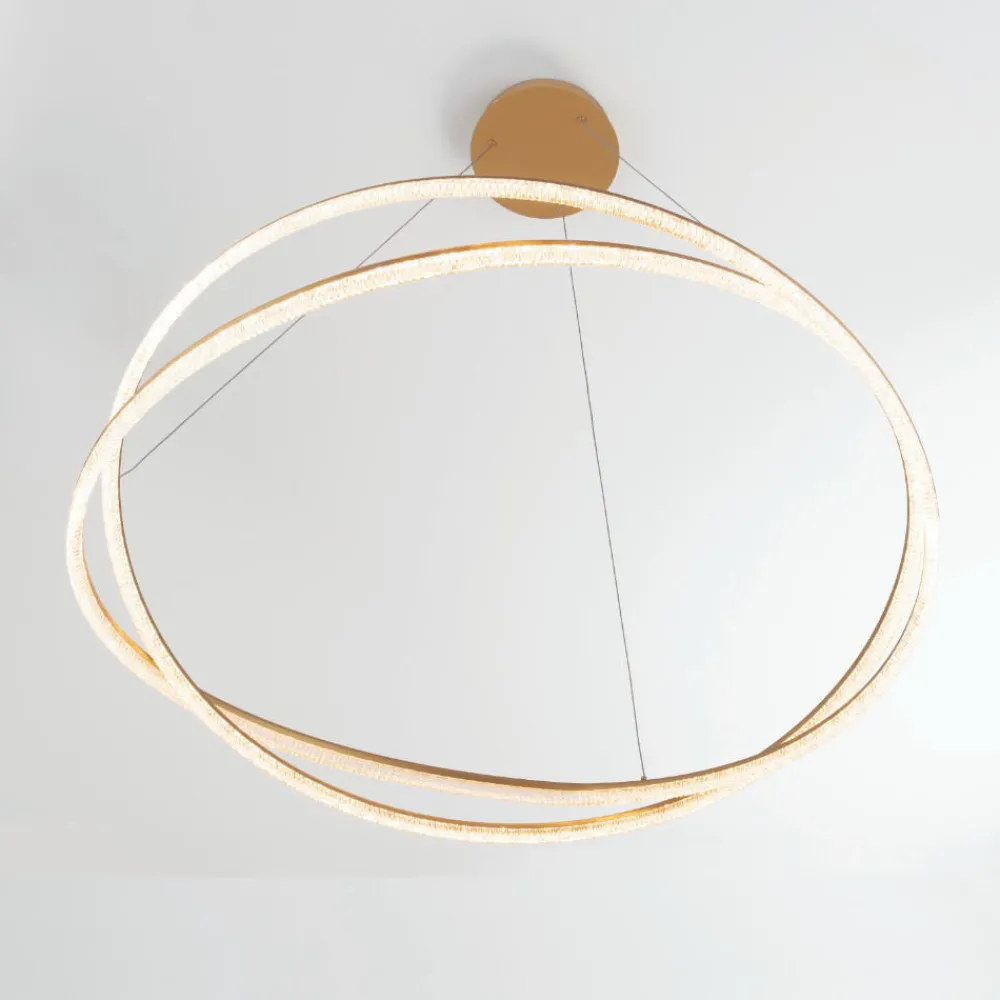 Lampadari Moderni-Selezionato da Mazzolaluce Lampadario intreccio oro design led dimmerabile con telecomando