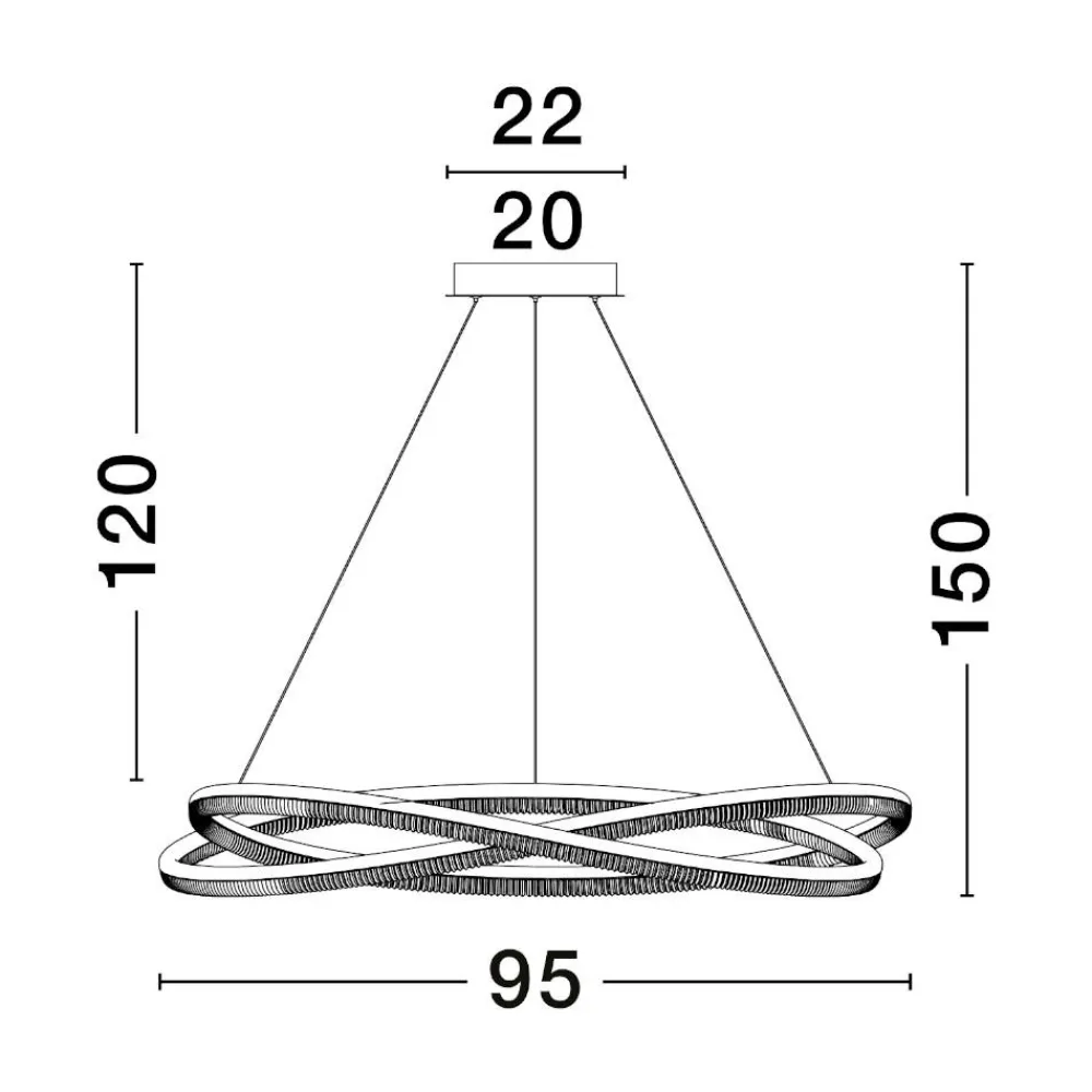 Lampadari Moderni-Selezionato da Mazzolaluce Lampadario intreccio oro design led dimmerabile con telecomando