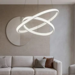 Lampadari Moderni-Gea Luce Lampadario iole s2 bianco cerchi led 40w 3000k