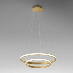 Lampadari Moderni-Gea Luce Lampadario iole s2 oro cerchi led 40w 3000k moderno