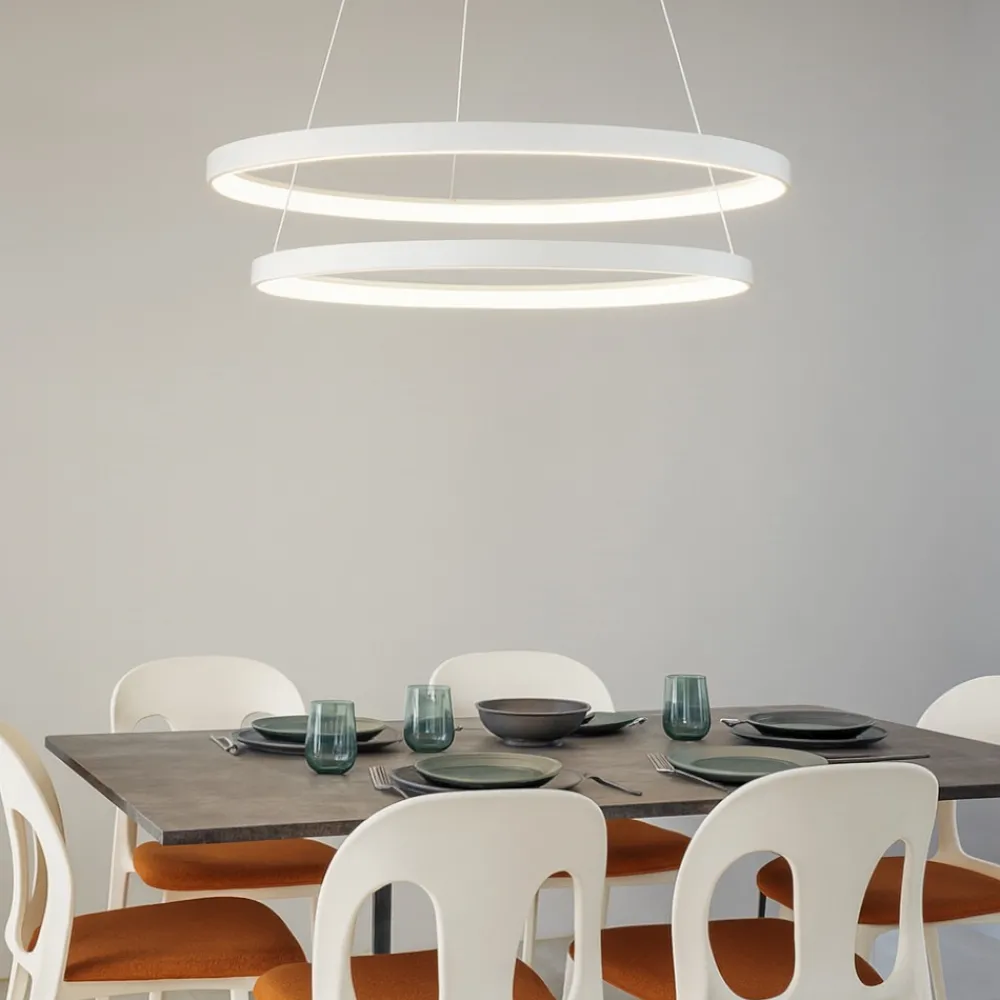 Lampadari Moderni-Gea Luce Lampadario krizia s2 bianco moderno 2 cerchi led