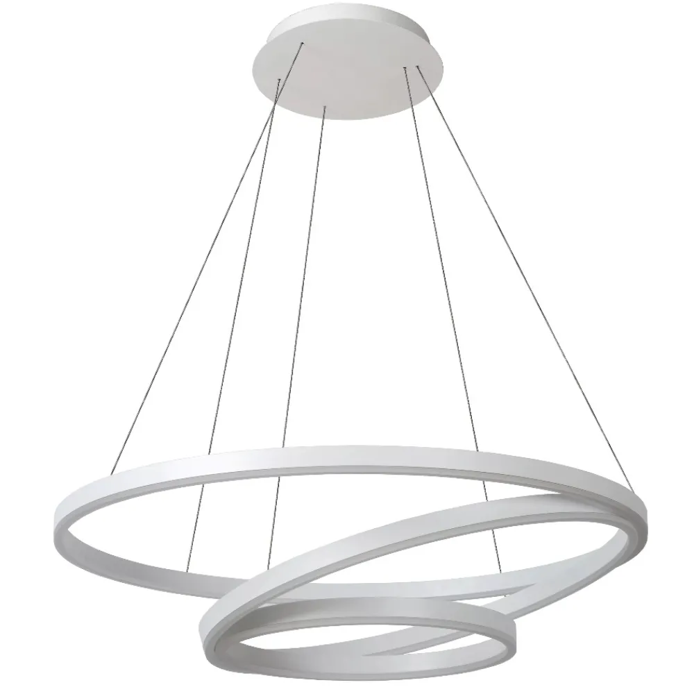 Lampadari Moderni-Selezionato da Mazzolaluce Lampadario led anelli bianco design moderno per soggiorno