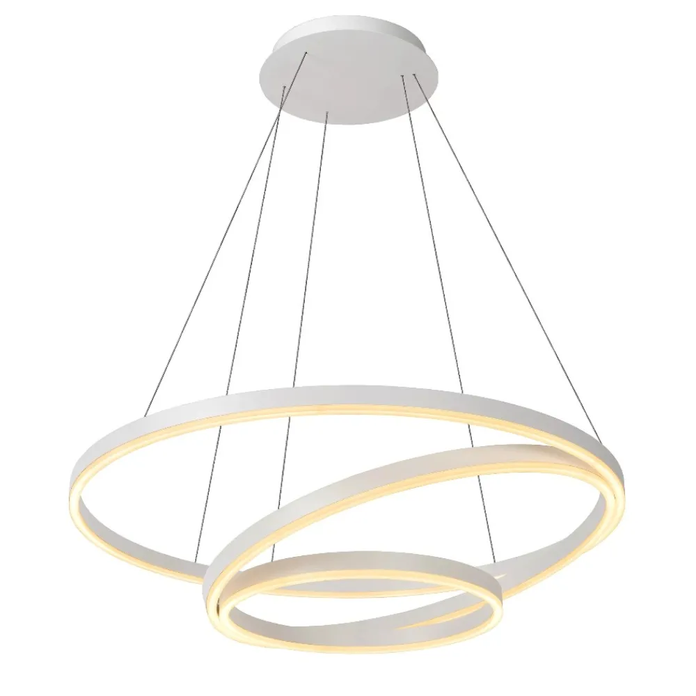 Lampadari Moderni-Selezionato da Mazzolaluce Lampadario led anelli bianco design moderno per soggiorno