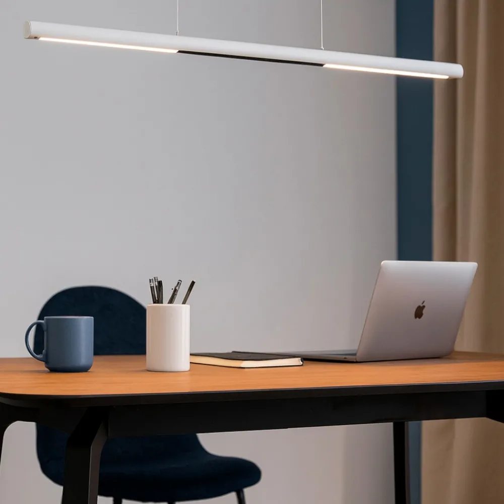 Lampadari Moderni-Selezionato da Mazzolaluce Lampadario led bianco saliscendi con sensore dimmerper tavolo ufficio